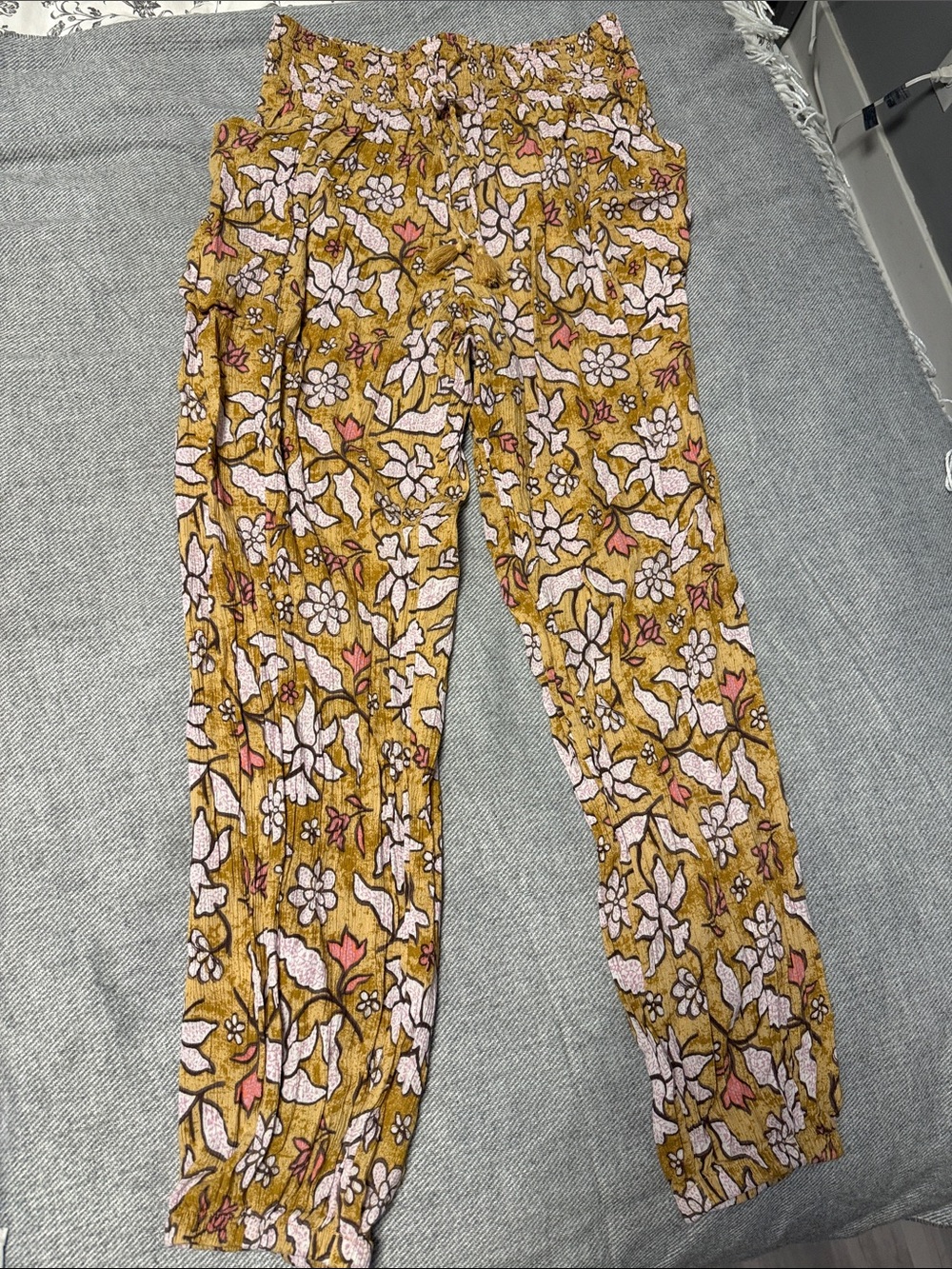 aerie cotton Floral Print Elastic Waist Pants